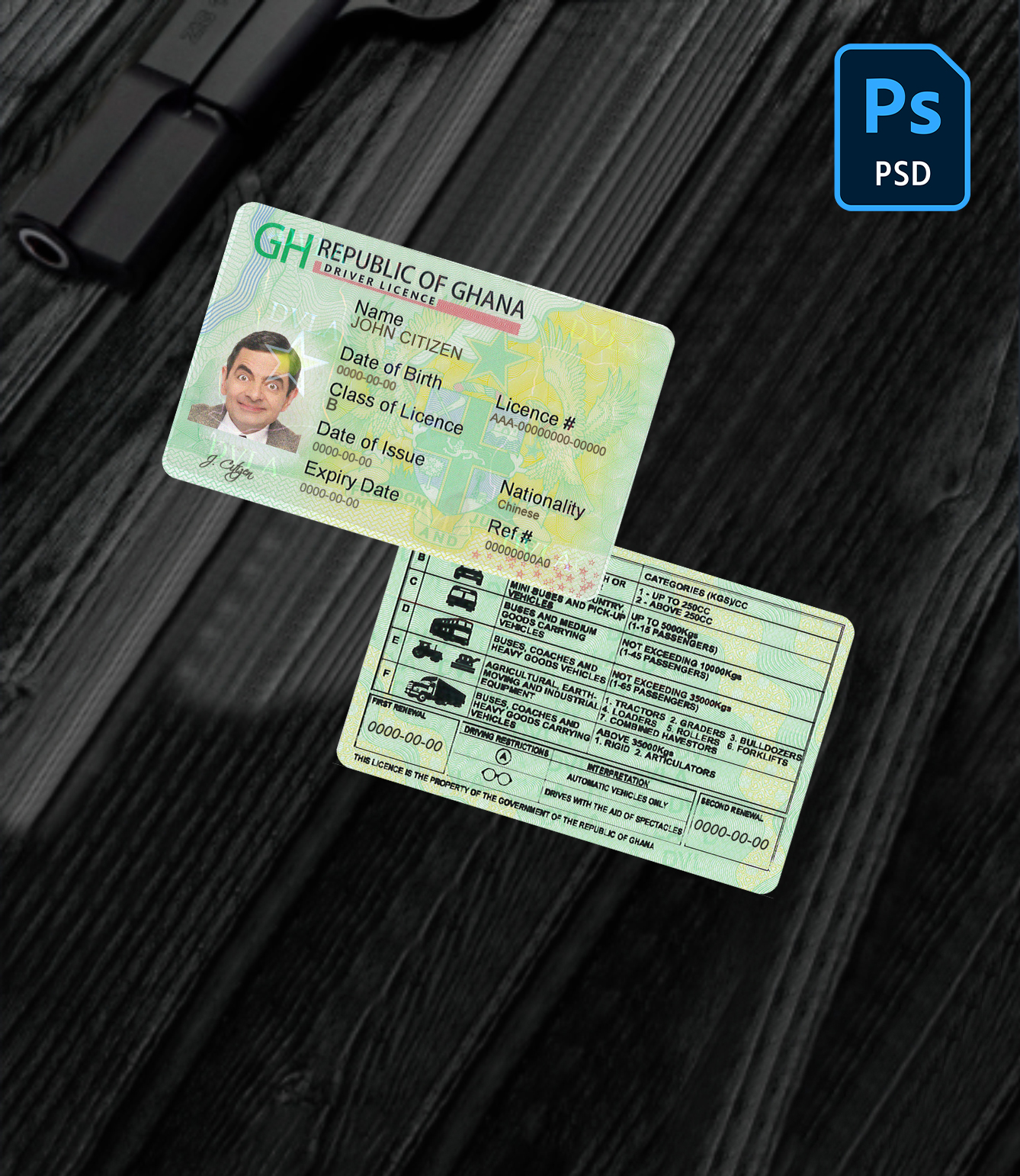 Ghana driving license PSD